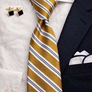 Classic Men's Gold and Navy Striped Tie